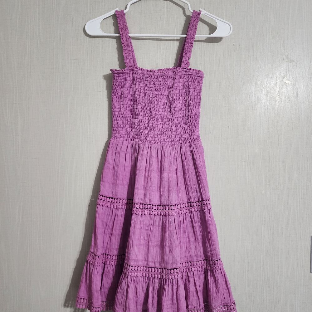 Charming Purple Girls Dress with Smocked Bodice